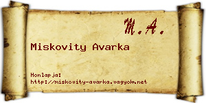 Miskovity Avarka névjegykártya